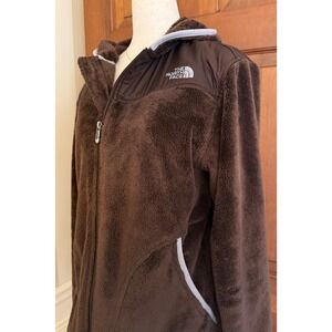 The North Face Oso Fleece Jacket Women's L Brown Hooded Full-Zip Hiking Trail